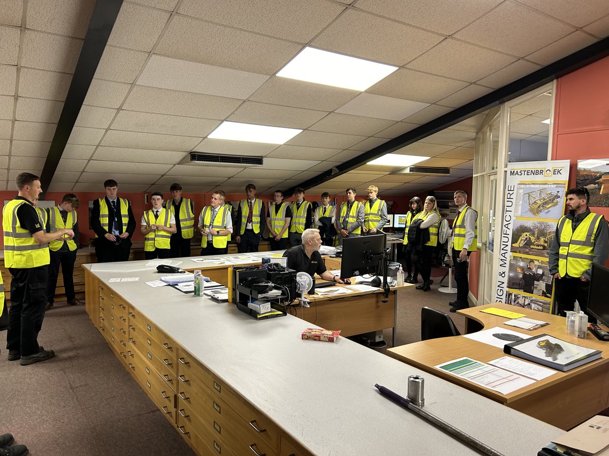 MastenbroekLtd's tweet photo. As well as seeing our trenchers being assembled on the factory floor, students, including these young people from @UTCLincoln, got to talk to our design team as part of their National Manufacturing Day visit to Mastenbroek. #nmd2024 @MakeUK_ https://t.co/EdR2MiiRbj