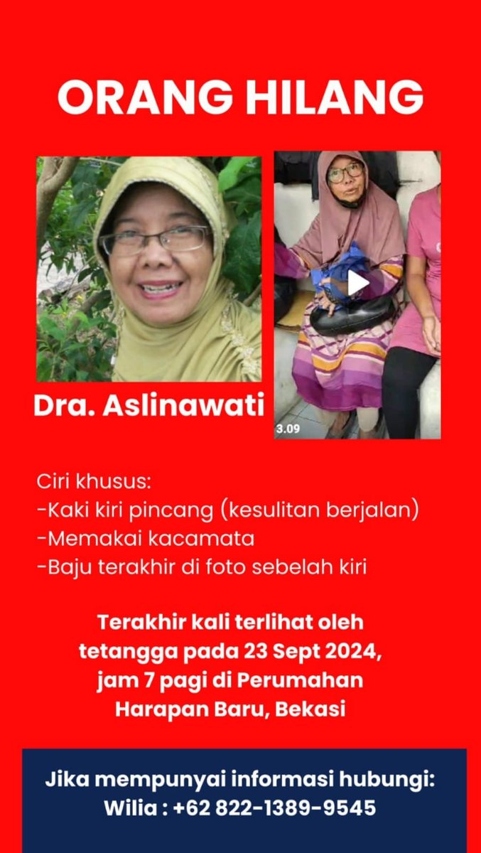 tickleyum's tweet photo. TWITTER / X DO YOUR MAGIC ‼️ DICARI ORANG HILANG‼️

Mohon bantuannya bagi yang melihat beliau hubungi contact person yang tercantum, terimakasih🙏🏻 https://t.co/UjODF4gy7T