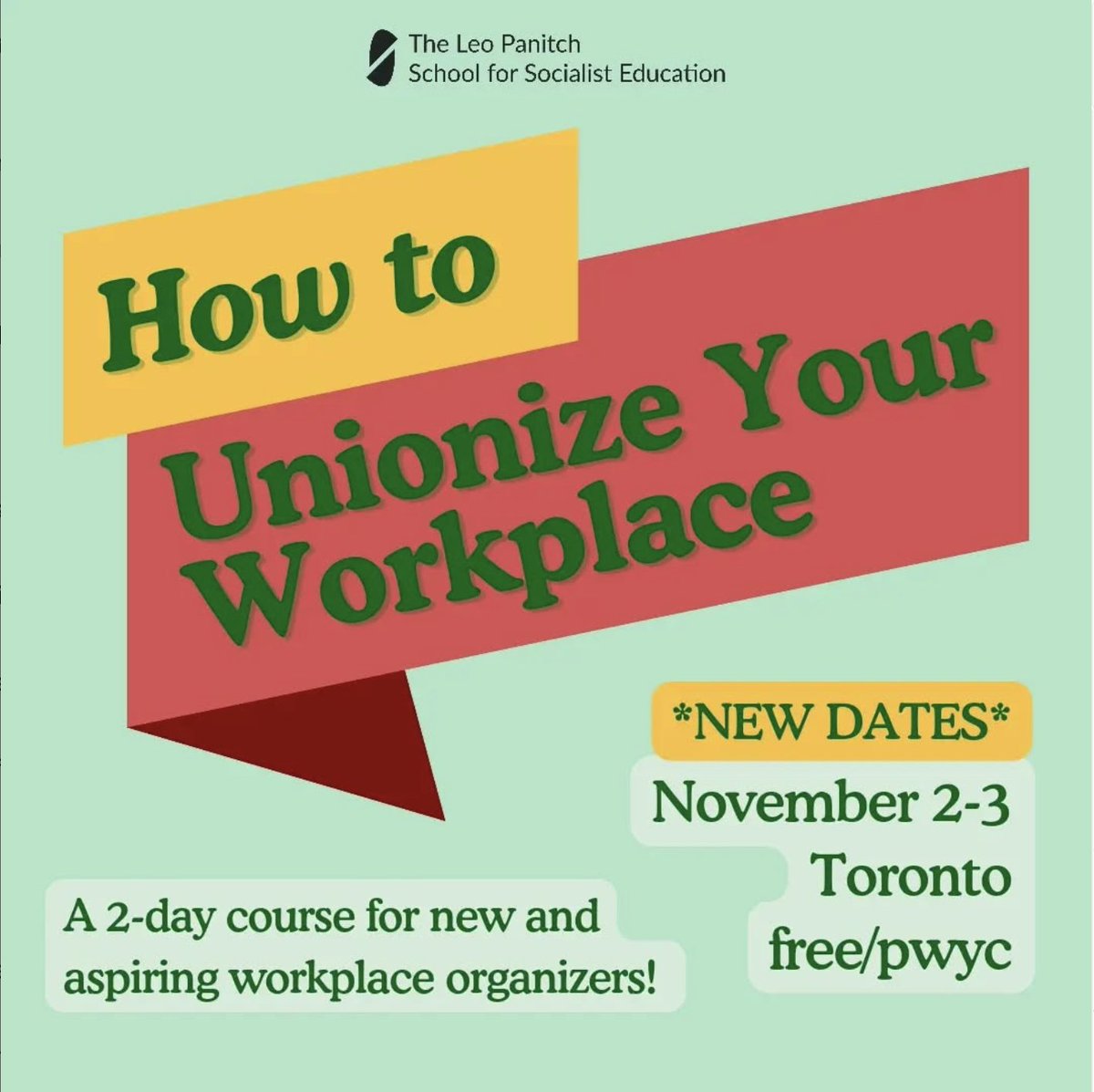 jordanlhouse's tweet image. Looking forward to co-facilitating this 2-day crash course on unions and workplace organizing in November! #canlab #union