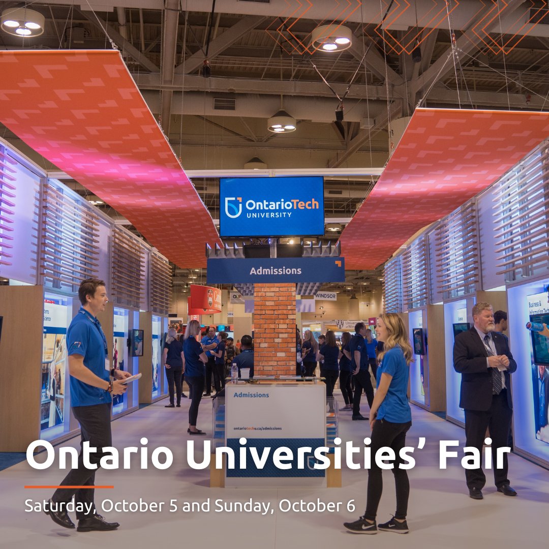 Interested in applying to Ontario Tech? 

Come and visit our recruitment team at the <a href="/OntarioUnis/">Ontario Universities' Info for Future Students</a> Fair on October 5 and 6 and learn everything you need to know about life as a Ridgeback!  

For more information about the event, visit ouf.ca!