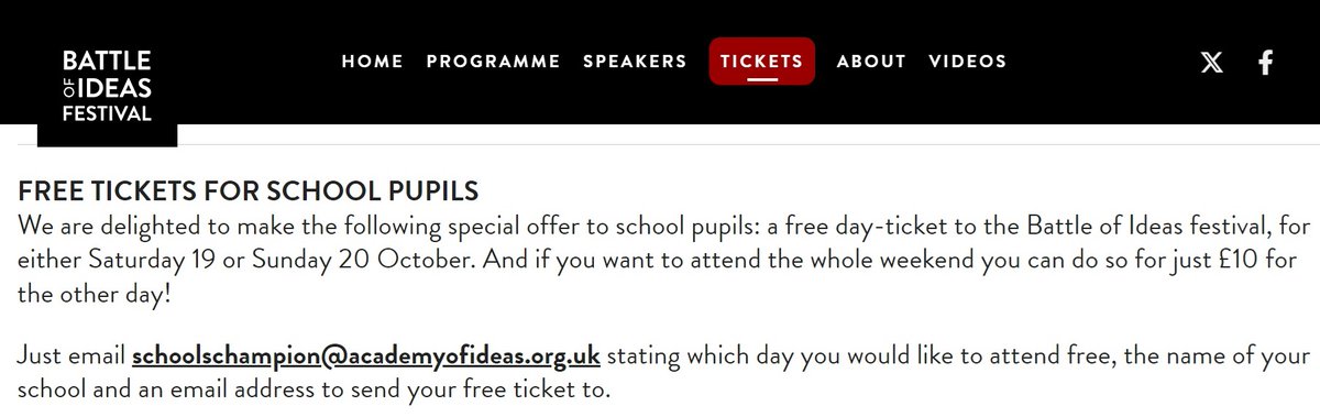 🍂Yes, we're busy with our autumn programme but...

...we're also planning an exciting spring programme too! 🌷

Please get in touch if you're a school interested in #Debating &amp; don't forget ANY school pupil can take advantage of this great #BattleFest ticket offer... 👀⤵️