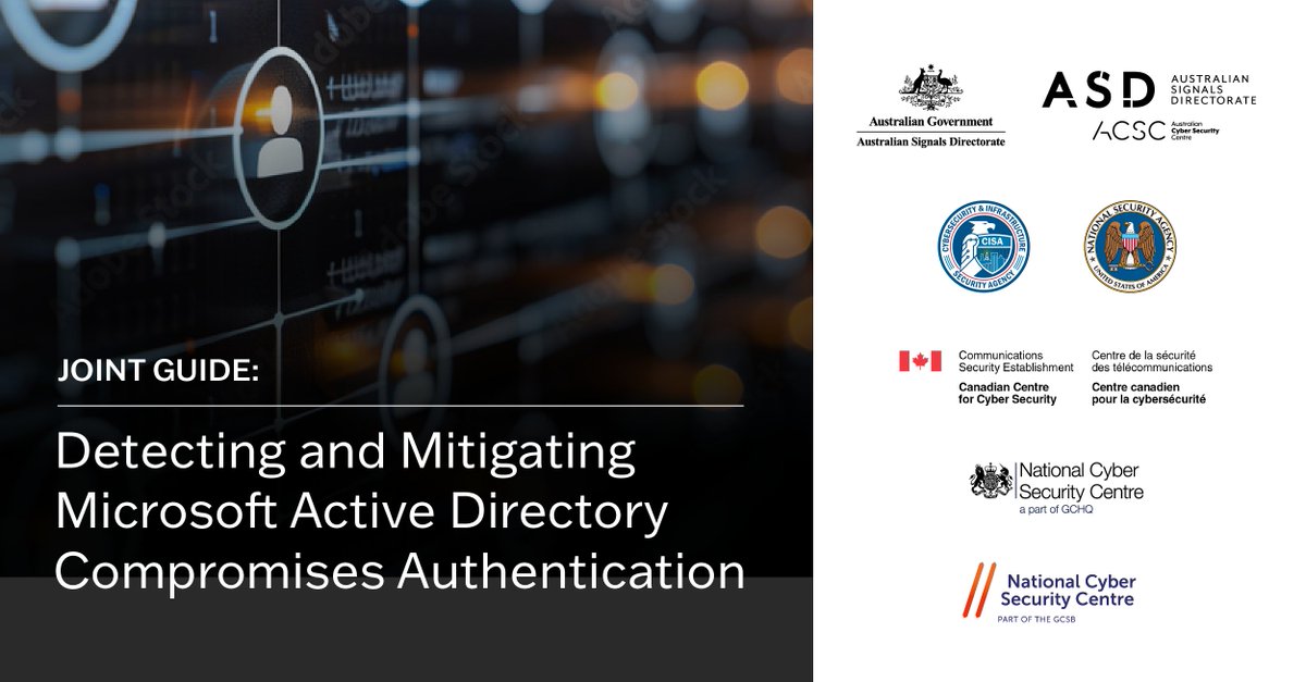 📢 We’ve released “Detecting and Mitigating Active Directory Compromises” with U.S. and international partners to help orgs defend against cybercriminals and/or nation-state threats. Stay secure – learn how to protect your #ActiveDirectory now: 🔗 go.dhs.gov/UiT