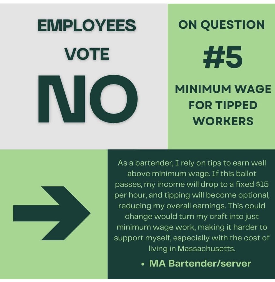 City_Streets's tweet photo. Support your local servers, bartenders, and tipped workers at your favorite neighborhood restaurants, and vote NO on Question 5. #ProtectTipsMA #NOon5 #saveourtips https://t.co/in9RJneEK9