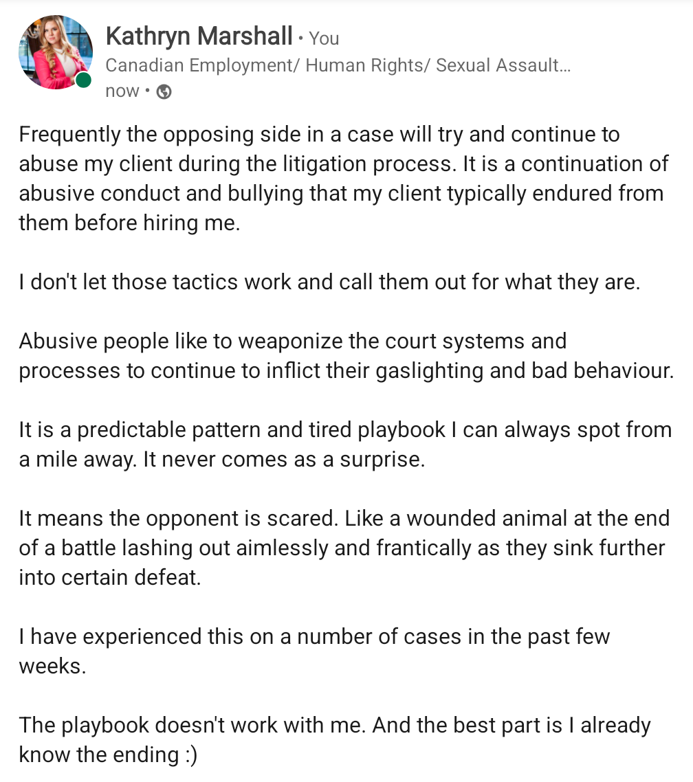 What's it like to litigate against a bully/abuser?