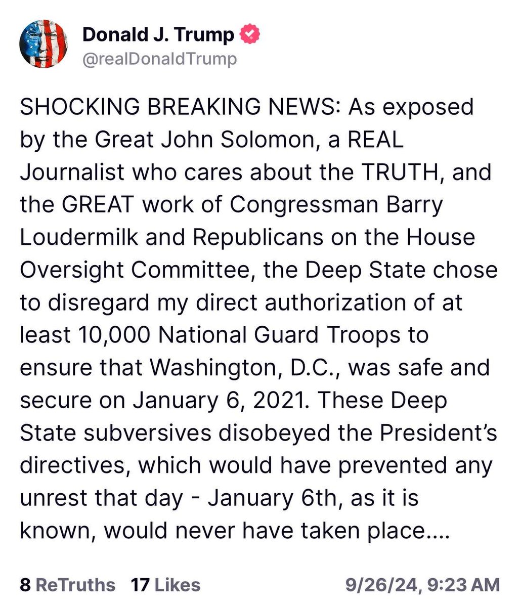 JackPosobiec's tweet photo. People died because Donald Trump's order for the National Guard on J6 was rejected by Mark Milley and Pentagon officials https://t.co/ppcFvPWkK0
