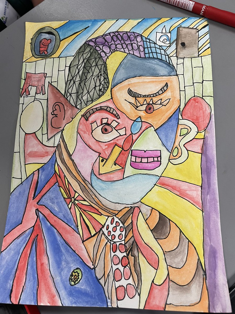 ewokinterm's tweet photo. This week, year 8 @BrookMeadAcad art scholars have been continuing their portrait journey by looking at the art of Pablo Picasso and Cubism. #art #education https://t.co/r5SxSZtl4p