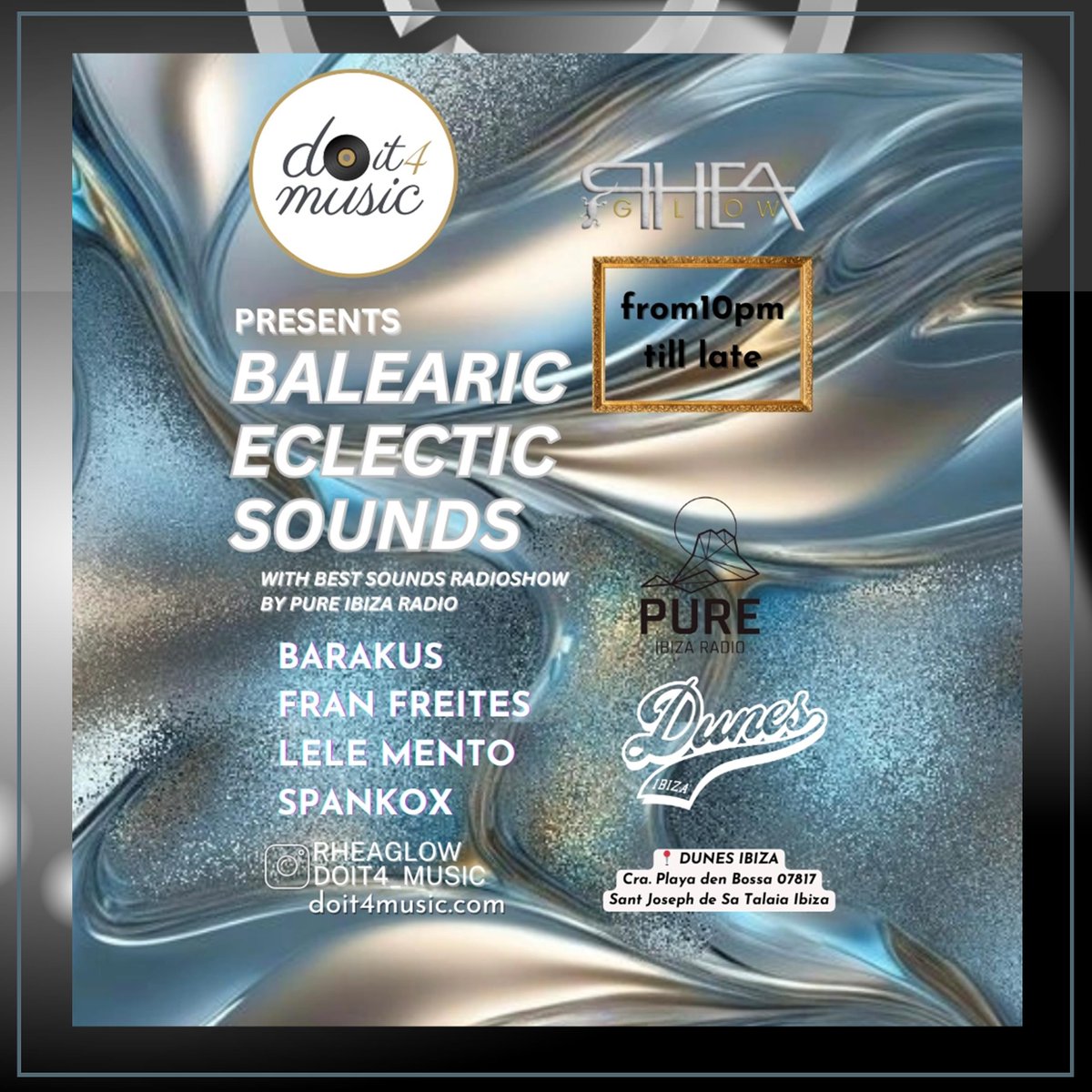 ℹ️ Doit4music presents Balearic Eclectic Sounds music event. It showcases a variety of artists including : BARAKUS, FRAN FREITES, LELE MENTO, SPANKOX.

🗓 Date: Friday 27 september
🕒 Time: 10 PM (till late)

➡️ Come and join the party !

#doit4music #backstage