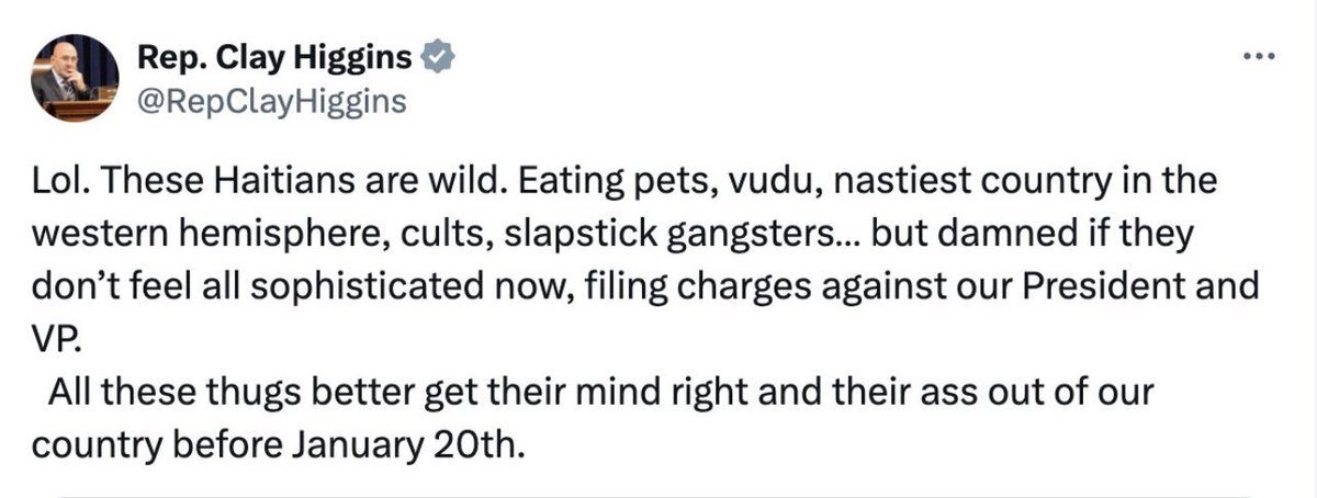 Not trying to amplify Clay Higgins, but I think it’s important for people to see how disgusting and racist his post was.