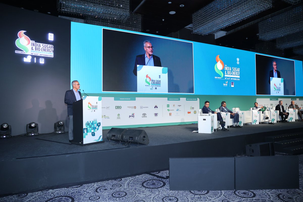 fooddeptgoi's tweet photo. Shri Sanjeev Chopra, Secretary, DFPD at #ISMAConference2024 stressed the vital role of ethanol production in supporting farmers and driving sustainable growth within the sugar industry. 

#FoodForAll #FoodSecurity