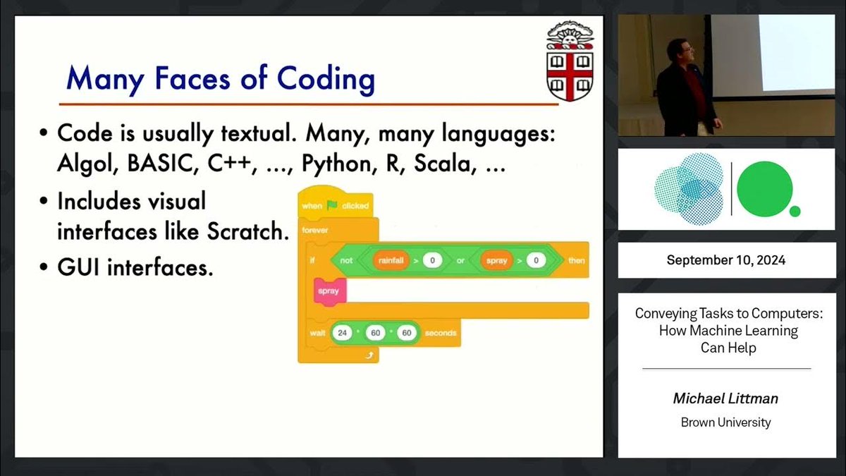 [video] "Conveying Tasks to Computers: How Machine Learning Can Help"
Michael Littman, Brown University
cbmm.mit.edu/video/conveyin…
