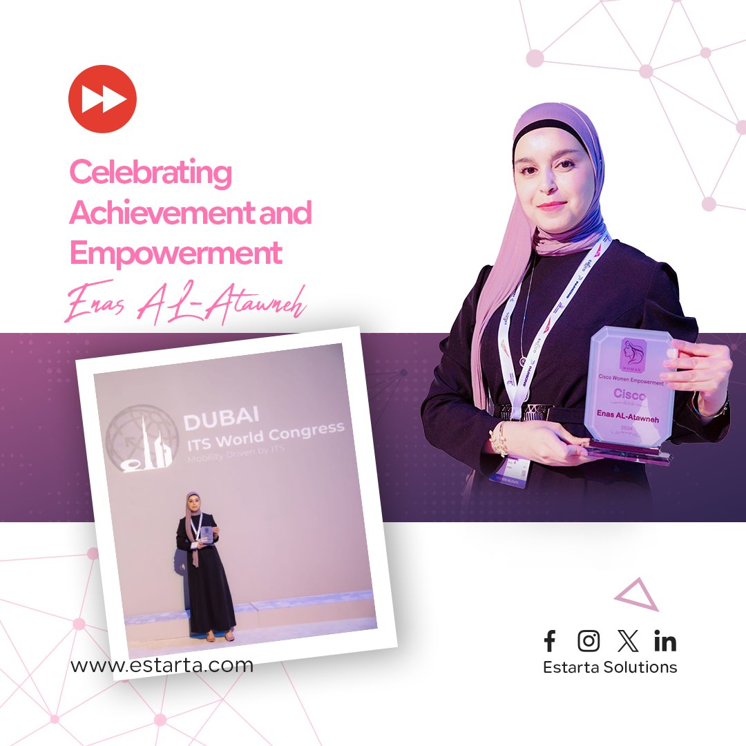 Estarta's tweet photo. Estarta is proud of Enas for representing #Cisconian_women_empowerment and participating in the world's largest transport and smart mobility event in Dubai!

#estarta #estartasolutions #cybersecurity #GRC #iso #networkconsultancy #UIUX #IThelpdesk https://t.co/ydhLIhVtYv