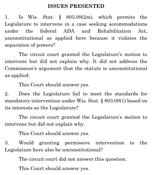 CalebGerbitz's tweet photo. In a new appeal, the Wisconsin DOJ challenges the constitutionality of a law which permits the legislature to intervene in cases challenging the validity of a statute. https://t.co/wdRblg9Sh2 https://t.co/knUyySnhh2