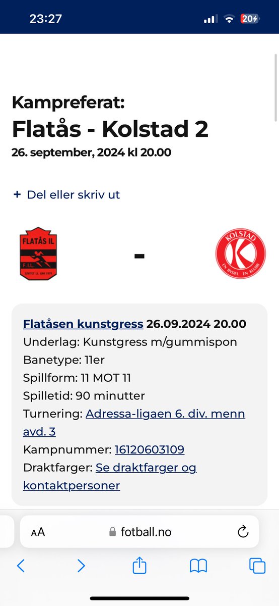 GAMEDAY! ⚽️🔴
🏆 Adressa-ligaen 6.div.menn avd. 3
🆚 @Flatås
🏟 Flatås kunstgress
⏰ 20.00
⛅️ Lettskyet &amp; 10grader
🌭 Gratis inngang &amp; mulig kioskutsalg
🎤 Usikker pauseunderholdning 
📱 kolstadfotball
«Vi bryr oss, én bydel - én klubb»
#breddefotball #6divisjon #tfotball
