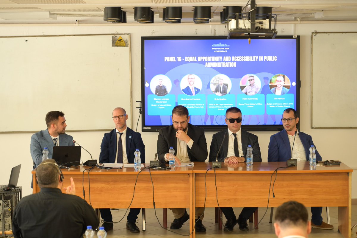 Kosova_PAR's tweet photo. 1️⃣ At #KosovaPAR2024, Panel 16 focused on the importance of accessibility in public administration, ensuring equal opportunities for people with disabilities ♿, the elderly 👴👵, and other marginalized groups. https://t.co/YRAbgJNgcB