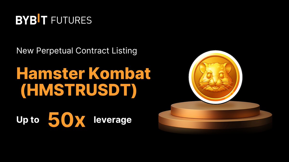 🚀 #HMSTRUSDT Perpetual Contract is now Live on #Bybit with <a href="/hamster_kombat/">Hamster Kombat</a>!

Trade with up to 50x Leverage. Available on Bybit Trading Bot - Futures Grid, Futures Martingale and Futures Combo.

📈 Trade $HMSTR: i.bybit.com/2BAHabUd

#BybitTrading #BybitContracts