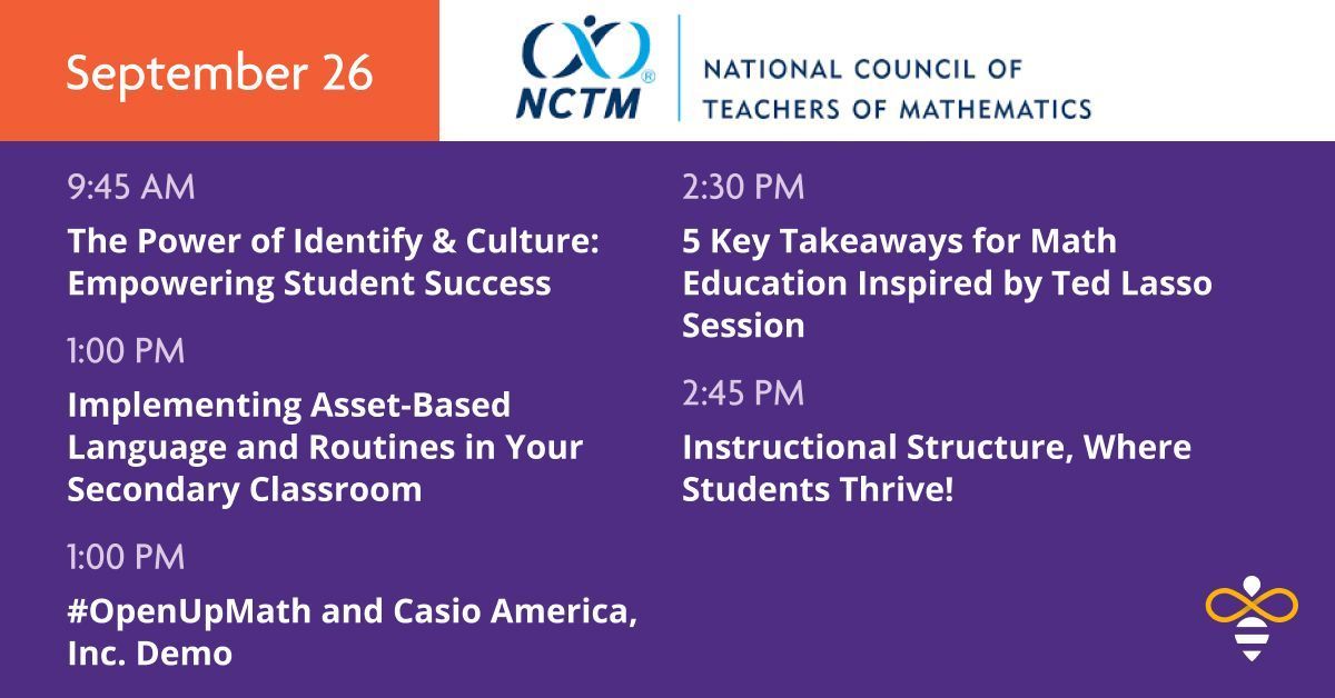 openupresources's tweet photo. 📚 Here's what's in store from Open Up on #NCTMCHI24 Day 2️⃣
🔢 4 must-attend OUR-led sessions
🧮 Live demos of #OpenUpMath and @Casio_USA
🫶 Opportunities to enhance your growth mindset with fellow math leaders
Let's make math engaging for all learners! #iteachmath https://t.co/VcMH71hoFd