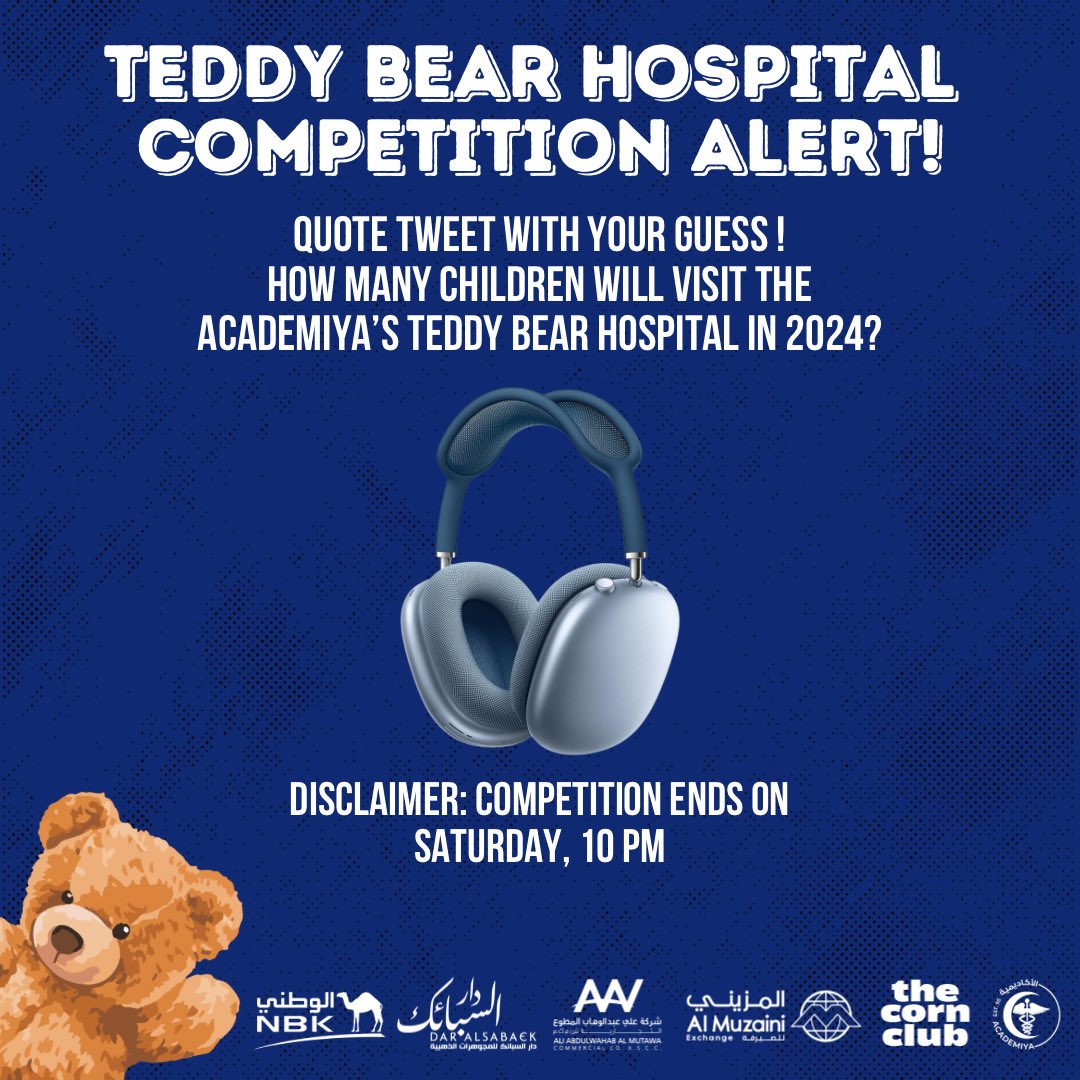 Academiyah's tweet photo. Teddy Bear Hospital organizers,
qoute tweet and don’t miss out on your chance of winning Apple AirPods Max!
#TeddyTurns10🧸
#HuggedAndHealed🧸 https://t.co/L7yeJFtB9F