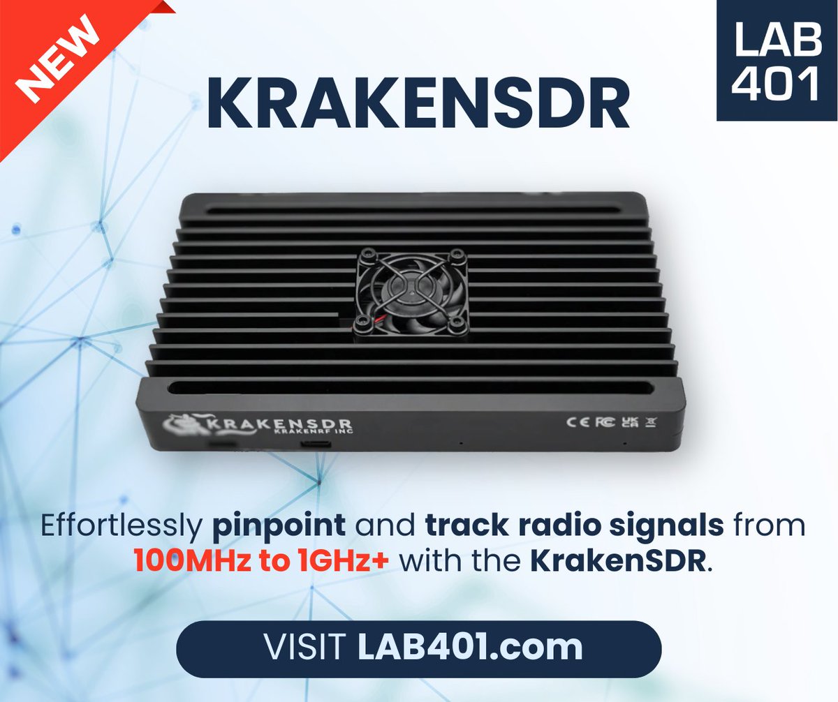 Lab_401's tweet image. Uncover hidden transmitters. 🔍 KrakenSDR helps you locate signals of interest, noise sources, and even illegal broadcasts. l.lab401.com/MTKHt
#KrakenSDR #SDR #SignalTracking #RF #RadioDirectionFinding #TransmitterHunting #OpenSource #Lab401