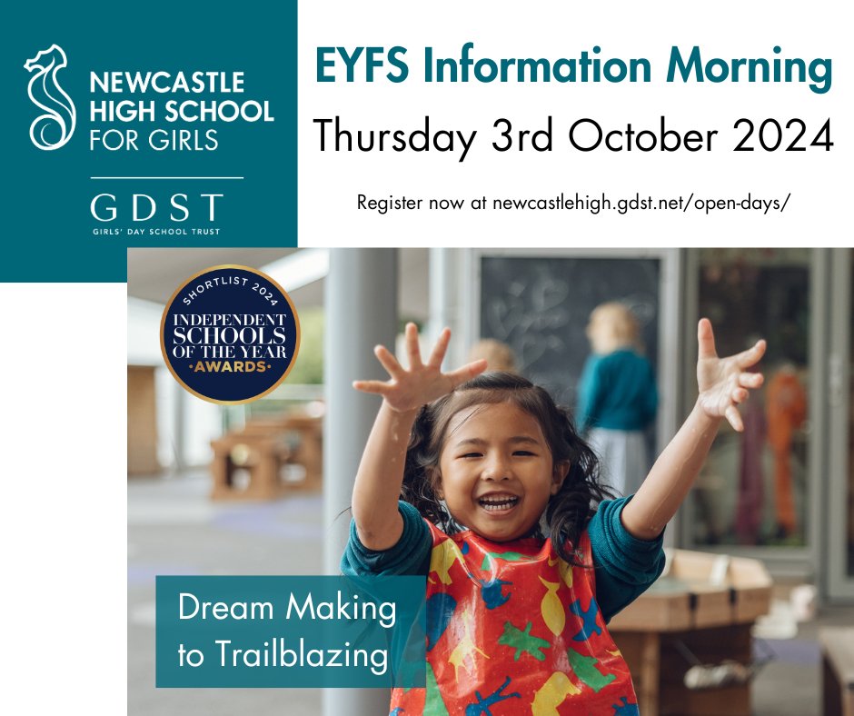 NHSG Early Years is the perfect environment to capture your daughter's imagination, spark her curiosity and develop her thirst for knowledge as she makes her first steps👣

Thursday 3rd October. Register now at: newcastlehigh.gdst.net/open-days/ <a href="/NHSGJnrHead/">Emma Barnett</a>