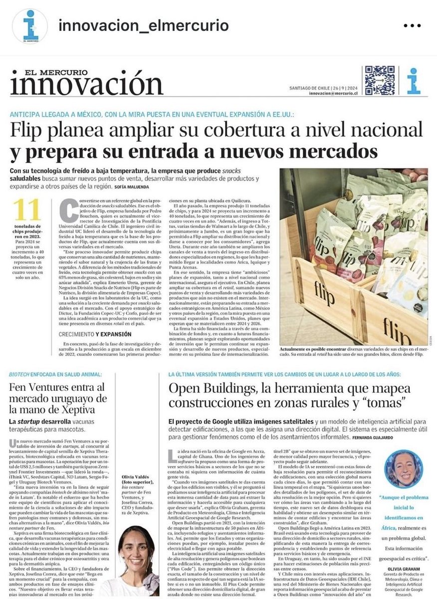 Los dejamos invitados a leer la nota publicada en <a href="/ElMercurio_cl/">elmercurio_cl</a> acerca de Flip, empresa fundada por el vicerrector de investigación de la Pontificia Universidad Católica de Chile, <a href="/pedrobouchon/">Pedro Bouchon</a>👏🏻🥳✨

¡Sigamos contribuyendo a un Chile más innovador!🇨🇱⭐️💪🏼