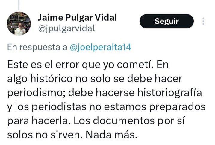 SociosAL1901's tweet photo. El inefable Jaime Pulgar Vidal acaba de sepultar su carrera de periodista y de historiador.

En ambos ámbitos, no hay prueba más relevante e inequívoca que la evidencia documental, la cual solo puede ser rebatida por una evidencia del mismo tipo, a posteriori (es decir, “que aparezca después” para los señores con #PrimariaIncompletaCrema). 

Esto, claro está, toma mayor relevancia en el ámbito legal, en el cual se determina, por ejemplo, si alguien es campeón de un torneo. Ahí, los testigos y demás fuentes de información no documentales son relevantes pero no pueden rebatir una prueba documental, salvo cuando lo que falte sea plasmar el hecho en un documento, y este no es el caso.

La evidencia tiene características señor Pulgar Vidal y, en este caso, la única que es suficiente, relevante y apropiada, es la que obra en el libro de actas de la FPF y que se hizo conocer a través de los boletines oficiales. Todo lo demás, no determina quién es campeón y lo sabe bien.

Ese es el nivel de argumentación que tienen los que esgrimen hipótesis sin sentido, han depositado su “defensa” para intentar apropiarse de lo que es nuestro en un tal Mauricio, Elmo, San Román, Velazco, Palao y Pulgar Vidal. Claramente, una selección de talentos destinada a perder, por convicción y por capacidad.

Están perdidos y, hoy, se desplomó su último bastión. Si seguía en silencio al menos generaba duda sobre el porqué de su postura, ahora que decidió exponer sus motivos, entró en el costal del muchacho Ricardo Guerra y Guardia Crema, a ese lamentable nivel está.

#SeDesplomóPulgarVidal 
#ElMásCampeón
#UnicoTetracampeón 
#ArribaAlianza