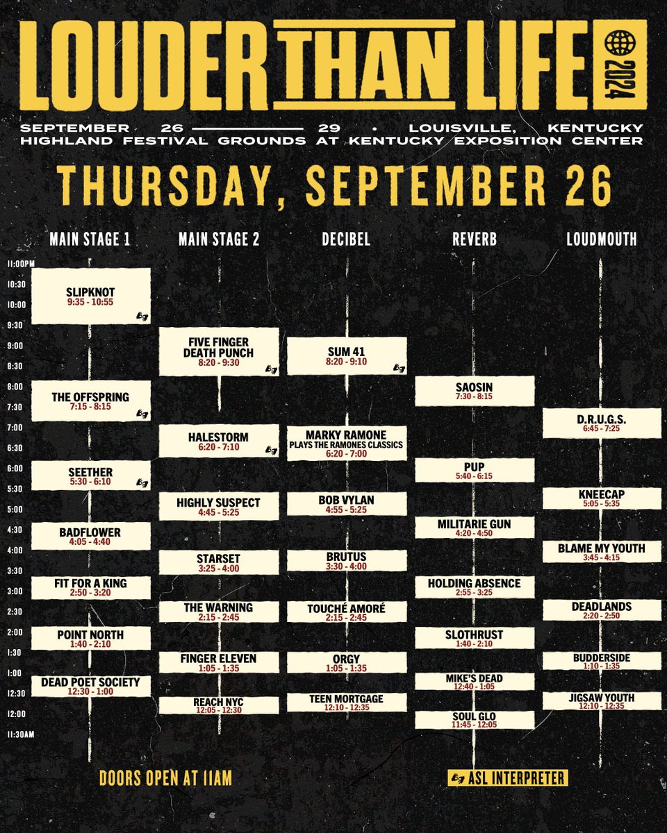 Day 1 of LTL is HERE, and it’s shaping up to be a perfect day for rock and metal! 🌞🤘 Don’t miss out on today’s lineup—swing by the box office for a day pass and dive into the best live music experience. Let’s tear sh*t up.