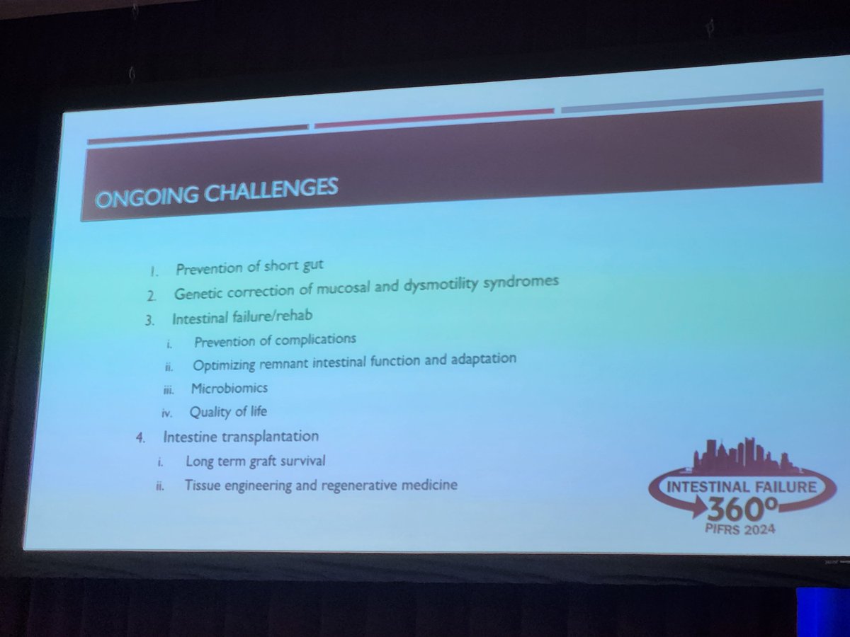 Great historical perspective of intestinal failure and transplant by <a href="/SimonHorslen/">Simon Horslen</a>

Many ongoing challenges left to solve!

#pifrs2024 <a href="/PifrsP/">PIFRS PEDSINTESTINE</a>