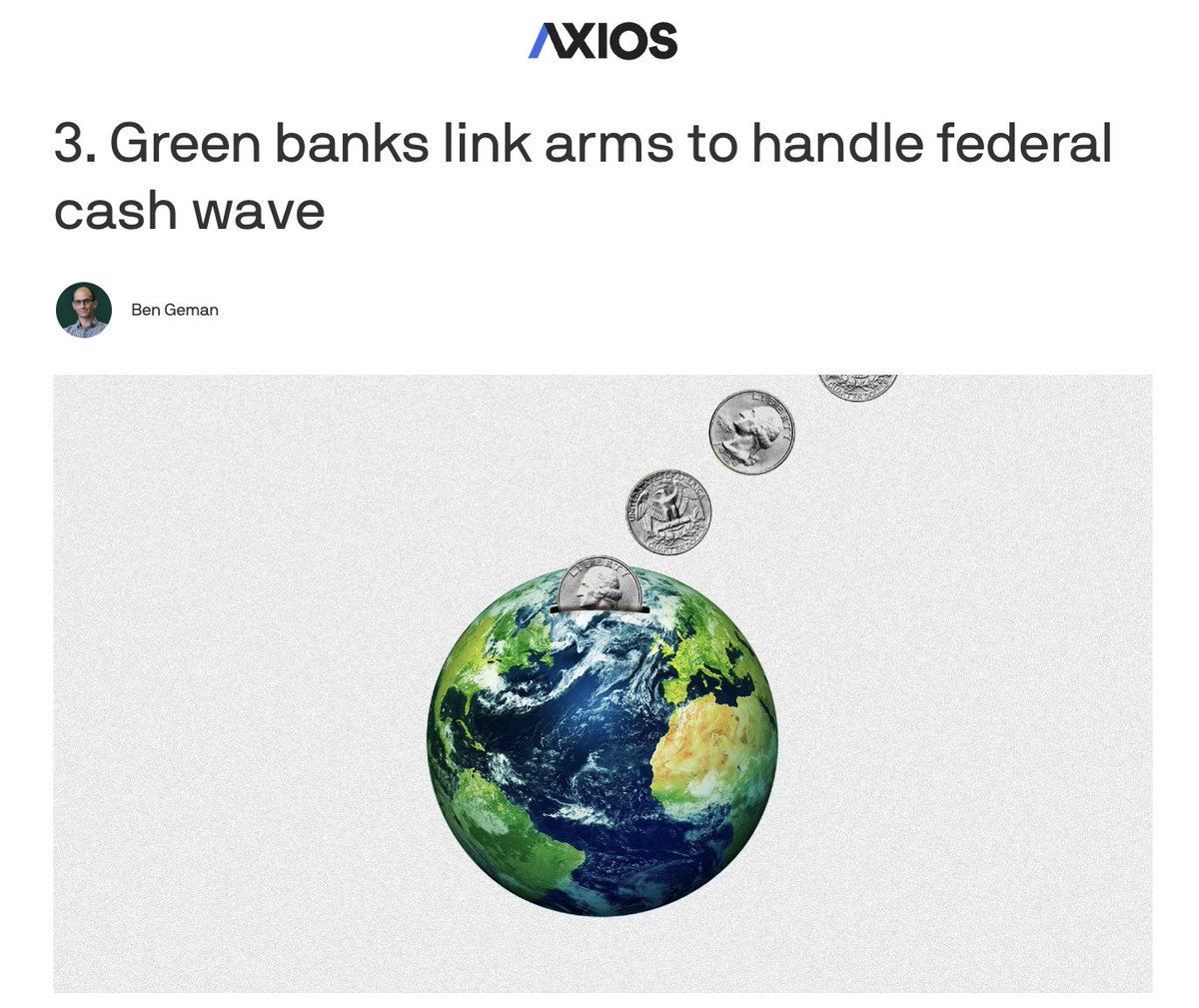 .<a href="/axios/">Axios</a> covered the launch of our groundbreaking partnership of nearly 40 green banks this week at #ClimateWeekNYC. 

Read more: axios.com/newsletters/ax…