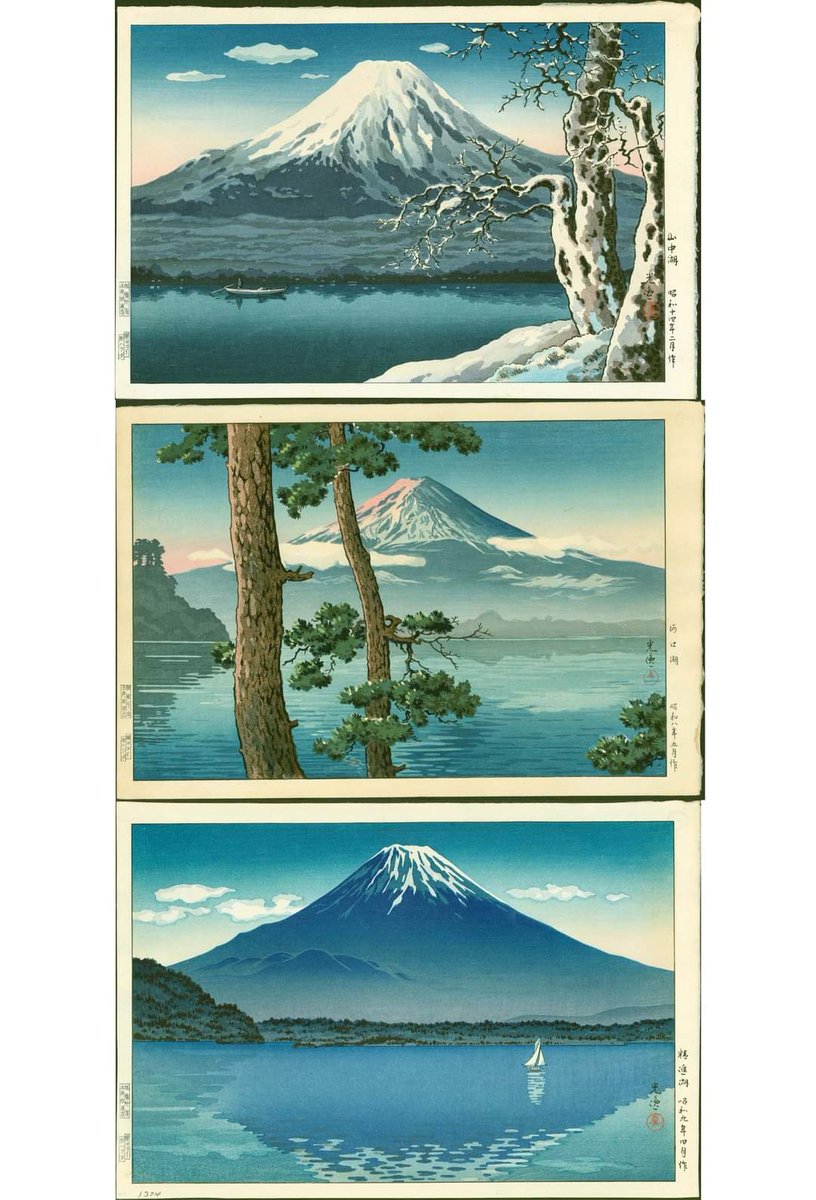 Elipho2022's tweet photo. Three spectacular Koitsu Fuji views
Era: https://t.co/6UnXauJ35h
#koitsu #woodblock #版画 #woodcut #Fuji #hanga #japaneseprint #ukiyoe #japaneseart #土屋光逸 #shinhanga #新版画 #光逸 #富士山 https://t.co/WQihnEtrYy