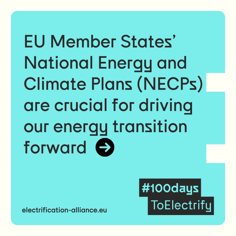 Elec_All's tweet photo. We urge the @EU_Commission to include a national #electrification⚡️ indicator in the National Energy and Climate Plans (#NECPs) & deliver an Electrification Action Plan within its first 100 days❗️
This is crucial to deliver the EU's climate targets🎯
Join #100daysToElectrify 👇