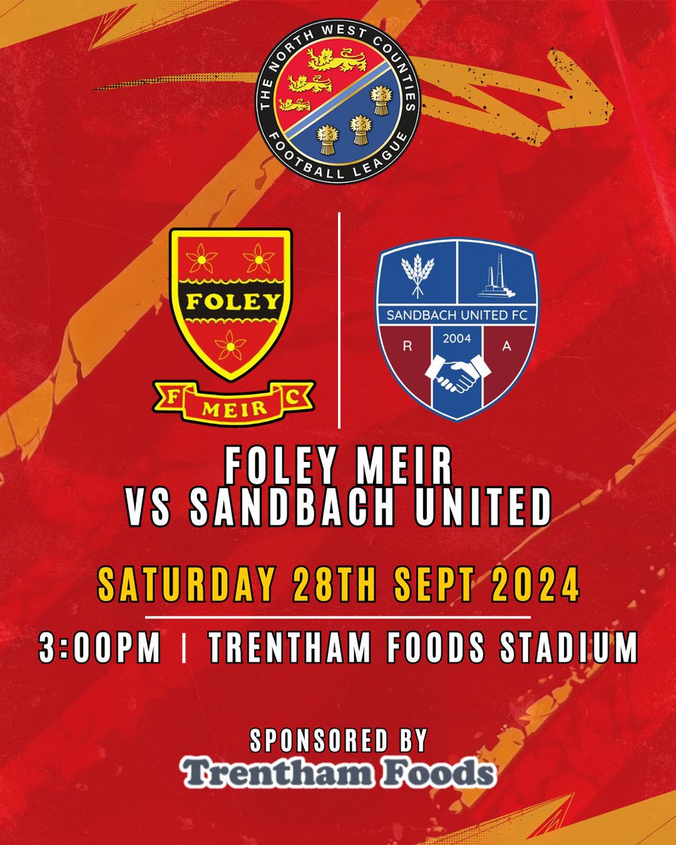 Back at HQ Saturday after our FA Vase triumph, this week we welcome Sandbach United to The Trentham Foods Stadium.

Admission fee:
£6 Adults
£4 Concessions
£2 Kids

Hot and Cold food and drink will be available, including Kaz’s curry (on a first-come, first-served basis) from the