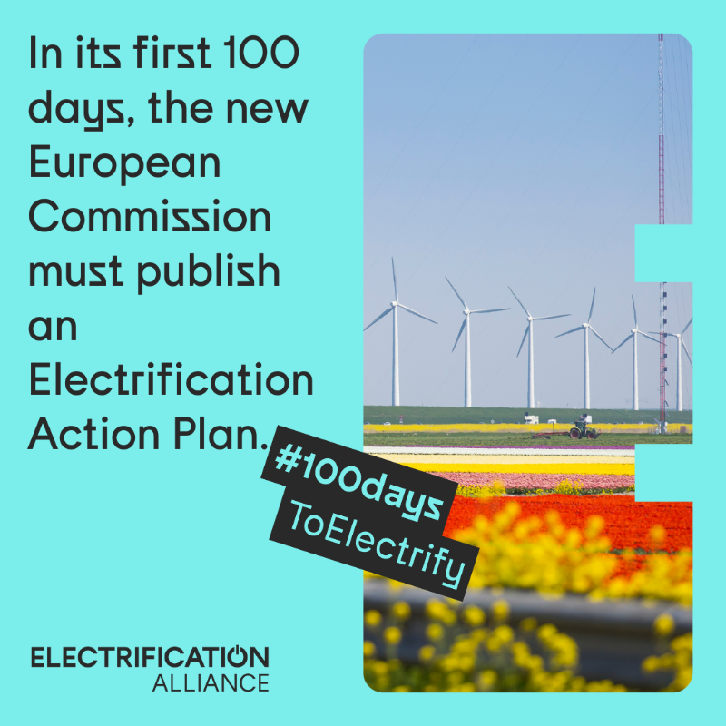 Elec_All's tweet photo. We urge the @EU_Commission to include a national #electrification⚡️ indicator in the National Energy and Climate Plans (#NECPs) & deliver an Electrification Action Plan within its first 100 days❗️
This is crucial to deliver the EU's climate targets🎯
Join #100daysToElectrify 👇