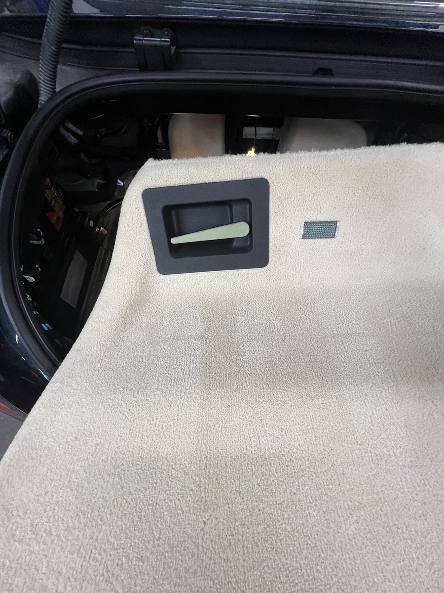 jackrobison's tweet image. Spot the critical design flaw in this 2013 Bentley continental emergency trunk release.