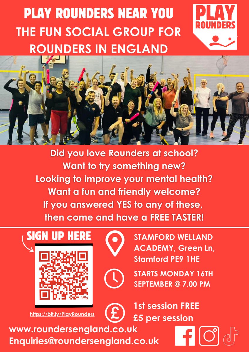 ⚾ Did you know there’s a fun social <a href="/RoundersEngland/">Rounders England</a> league near you? ⚾ Indoor sessions now running for the winter at Stamford Welland Academy. Pop along for a free taster session on a Monday night. More details 👇
