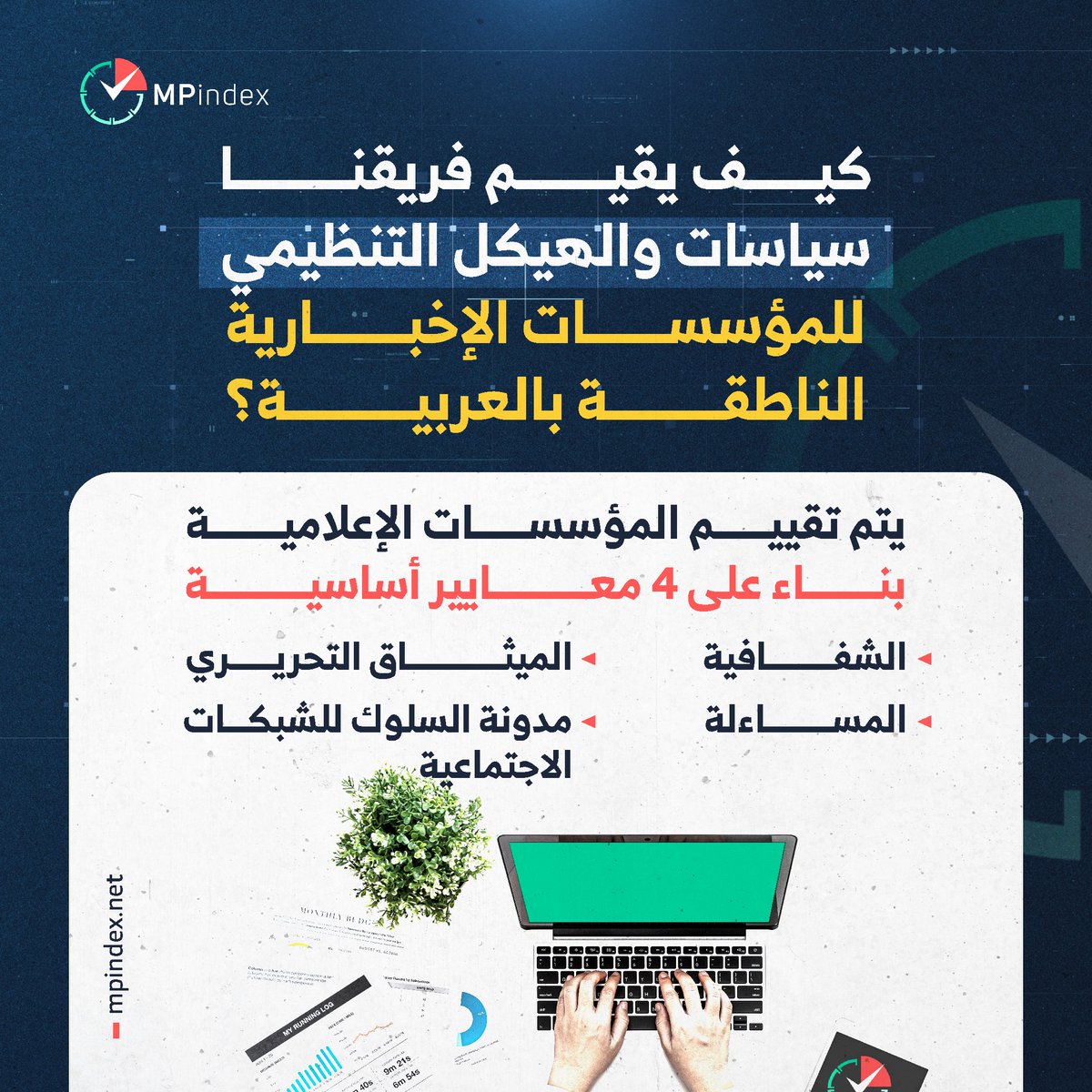 mpindexarab's tweet photo. يقوم فريق عملنا بالتواصل مع المؤسسة قيد التقييم من خلال وسائل تواصلها الرسمية المعلنة وتقديم النتيجة الأولية لتقييمها في المحاور الأربعة، مع طلب للتواصل والنقاش وتقديم نصائح تتعلق بتحسين ممارسات المؤسسة بما يرفع من تقييمها في تطبيق المعايير المهنية في هيكلها التنظيمي وسياساتها، فيما يلتزم المؤشر بنشر نتائج التقرير بعد انقضاء فترة كافية للمؤسسات للتواصل والنقاش إذا رغبت في ذلك.

لتحميل التقرير عبر الرابط التالي: https://t.co/vhOgtuiDnx

#مؤشر_مهنية_وسائل_الإعلام #MPIndex