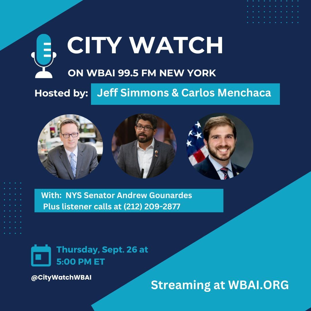 JackHites's tweet photo. 🚗🐾 Coming up today at 5 PM: NYC State Sen. @agounardes joins me on #CityWatch on @WBAI 99.5 FM to discuss his new PAWS Act, which increases penalties for drivers who harm pets. Don’t miss it! 📻🐕 #PetSafety #PAWSAct https://t.co/6NQeABNF0f