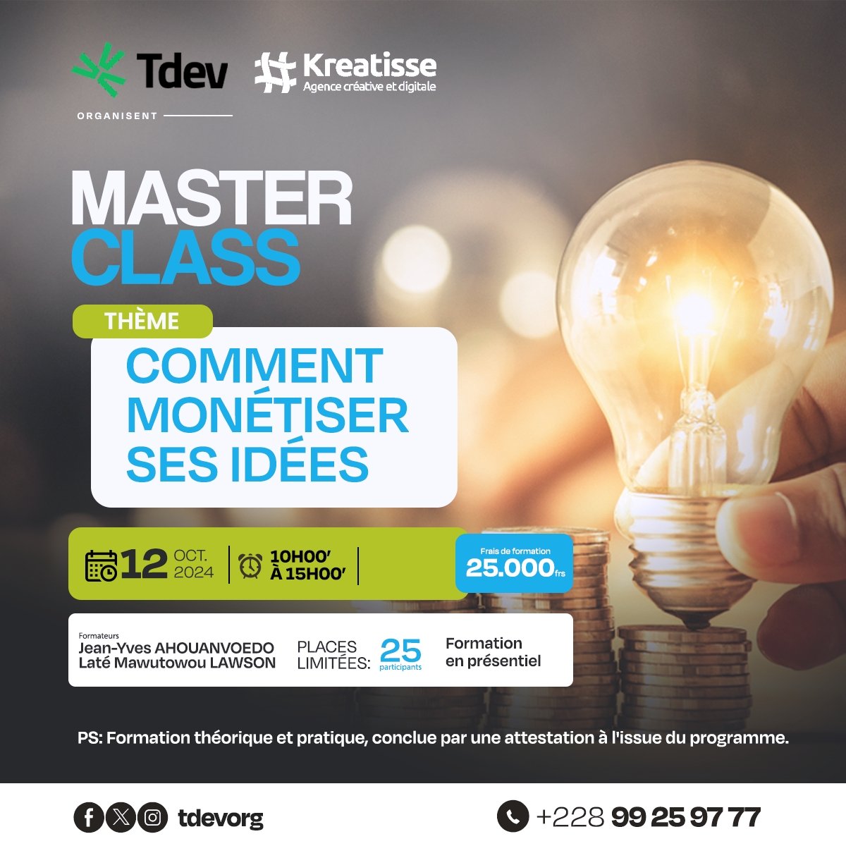 🤯 ET SI VOUS APPRENIEZ À GÉNÉRER DES REVENUS GRÂCE À VOS IDÉES ⁉️

TDEV en collaboration avec Kreatisse vous propose une journée complète de #masterclass dédiée à ce sujet crucial : "𝖢𝗈𝗆𝗆𝖾𝗇𝗍 𝗆𝗈𝗇𝖾𝗍𝗂𝗌𝖾𝗋 𝗌𝖾𝗌 𝗂𝖽𝖾́𝖾𝗌 ?". 

#Tdev #TgTech #Tech #formation

1/5