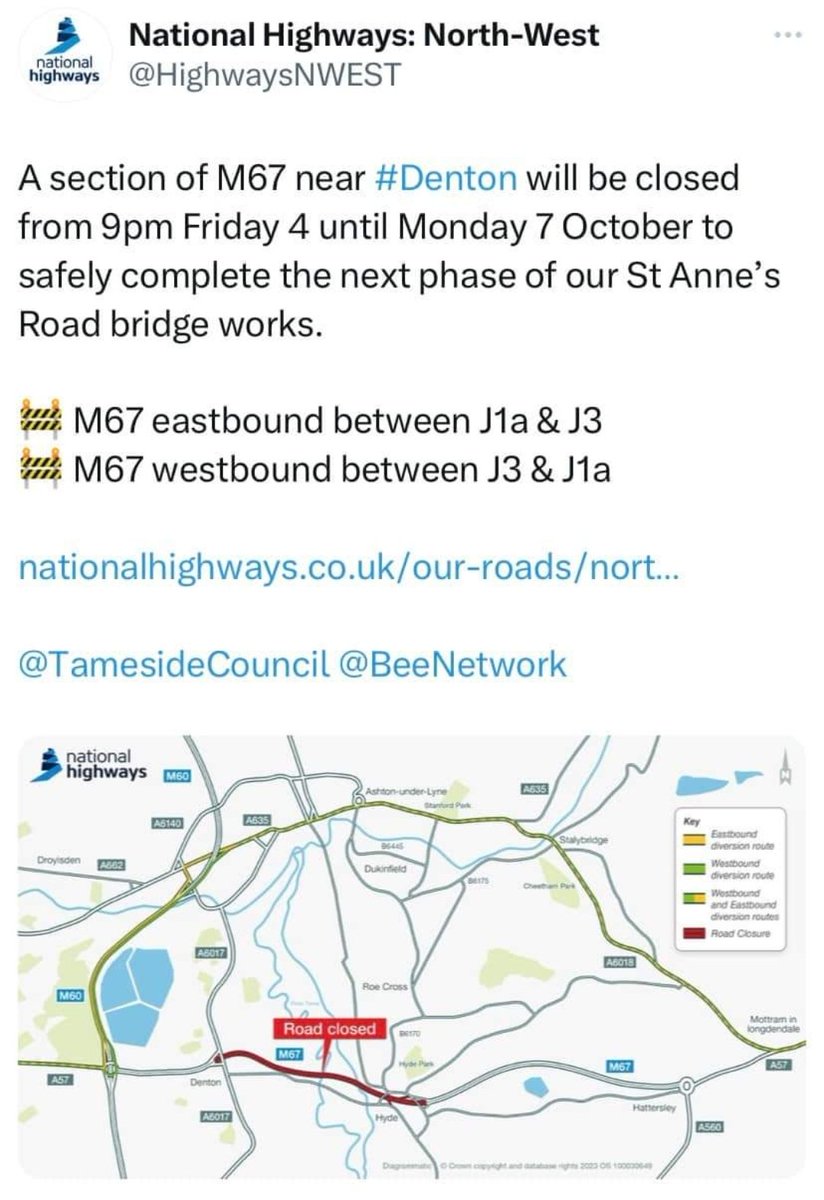 Rounddenton's tweet image. Road closures Denton #tameside #manchester