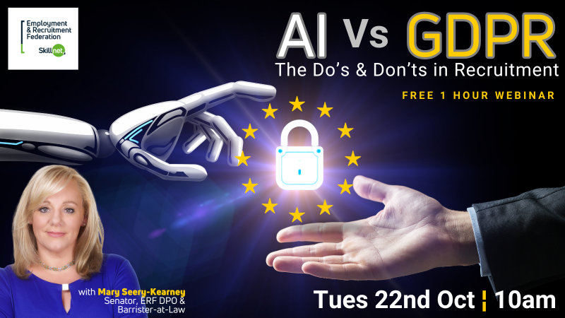 ERF Ireland (@erfireland) on Twitter photo Don't miss 'AI Vs GDPR: The Do's & Don'ts in Recruitment' on 22/10. <a href="/SeeryKearney/">Mary Seery-Kearney</a> + <a href="/erfskillnet/">ERF Skillnet</a> will cover:
🤖 Key GDPR rules for AI in recruitment
🤖 Compliance
🤖 Common mistakes/how to avoid them
🤖 Examples of #AI in #recruitment
Register at lnkd.in/etrqpMRJ Don't miss 'AI Vs GDPR: The Do's & Don'ts in Recruitment' on 22/10. <a href="/SeeryKearney/">Mary Seery-Kearney</a> + <a href="/erfskillnet/">ERF Skillnet</a> will cover:
🤖 Key GDPR rules for AI in recruitment
🤖 Compliance
🤖 Common mistakes/how to avoid them
🤖 Examples of #AI in #recruitment
Register at lnkd.in/etrqpMRJ
