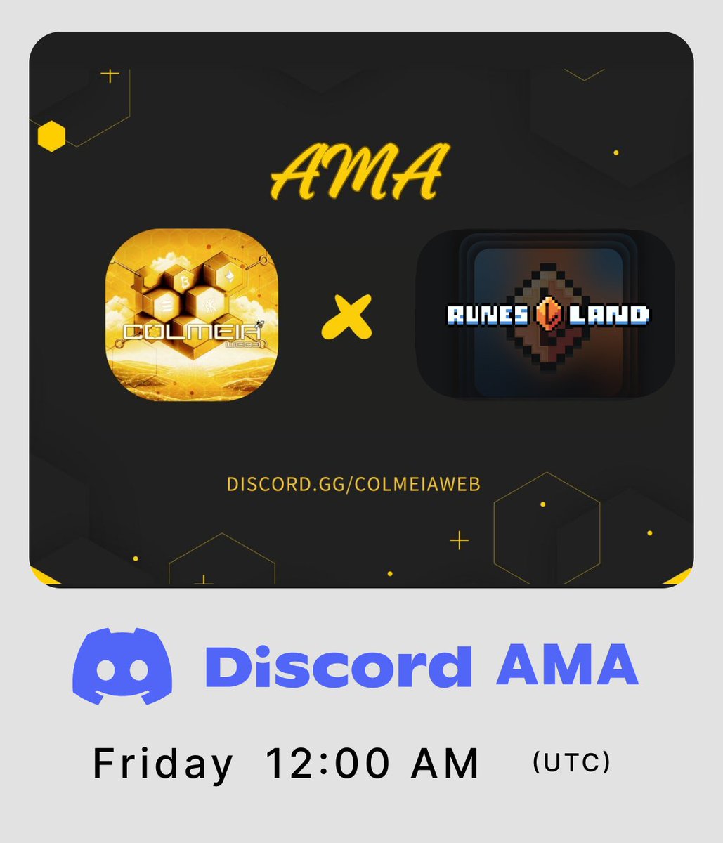 x402land's tweet photo. 🎙️COLMEIA WEB3 X RUNESLAND AMA🎙️

PT-BR AMA for our Brazilian community with @colmeiaweb3 today, 3 PM UTC! 

Where? In their discord!

Join us!