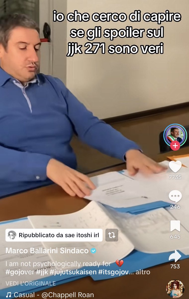 hinatasdream's tweet photo. the italian mayor being upset about gojo being actually dead with casual in the background was not on my 2024 bingo https://t.co/Cm1j96aM9v