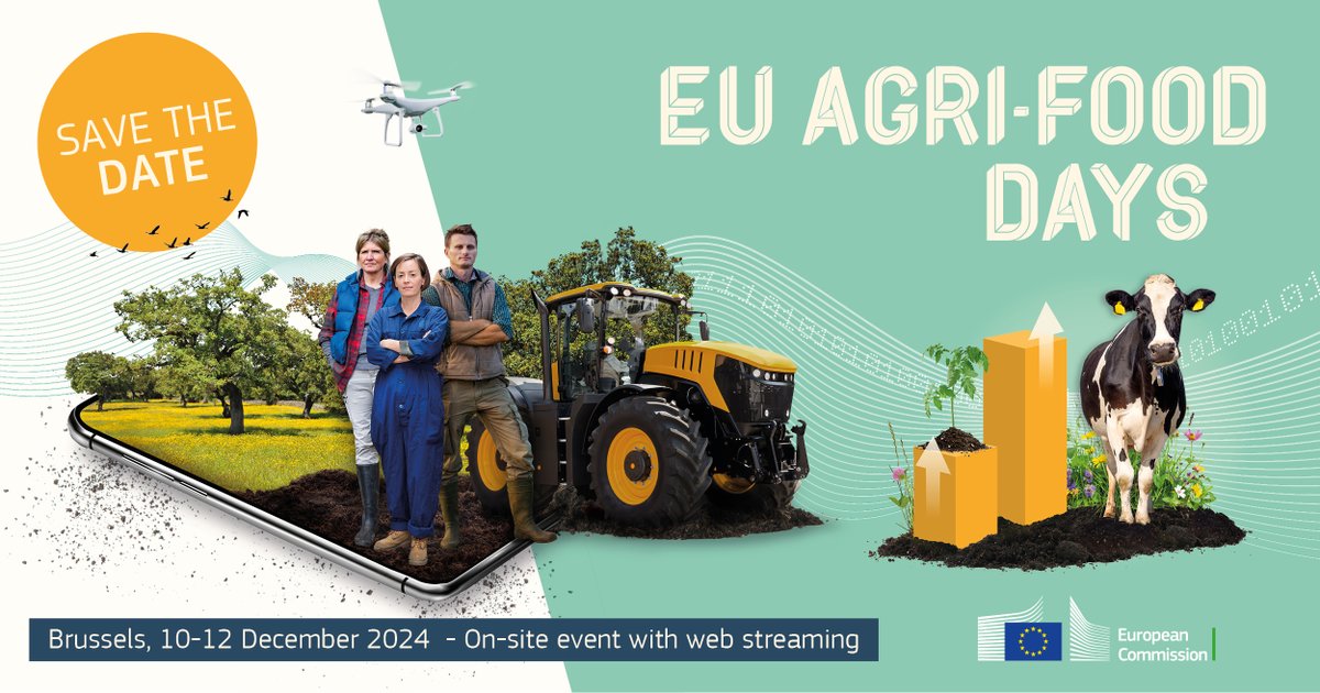 📣SAVE THE DATE📣

The #EUAgriFoodDays are back for their second edition! 

🗓️Mark your calendars for 10-12 December &amp;
join us to explore the

🚜latest trends in #agriculture
📊market developments &amp;
🛰️innovations

Stay tuned for more details👇
europa.eu/!Y7DncQ