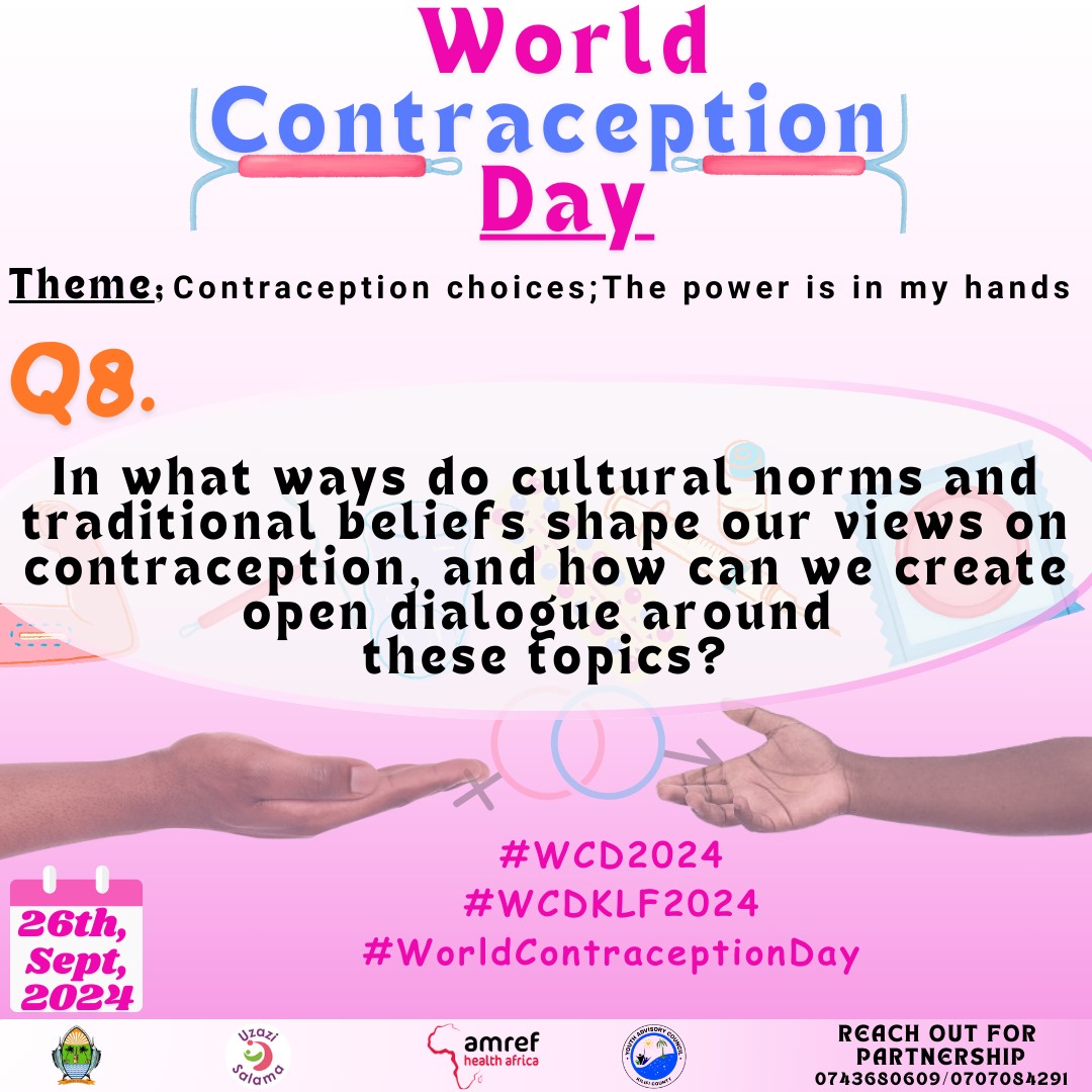 PholicPiese's tweet photo. Recognize the cultural, religious, and societal factors that may influence perceptions about contraception
#WCD2024 
#WCDKLF2024 
#WorldContraceptionDay
@Amref_Kenya  @DOHKilifi https://t.co/wh4Z3xjPoW