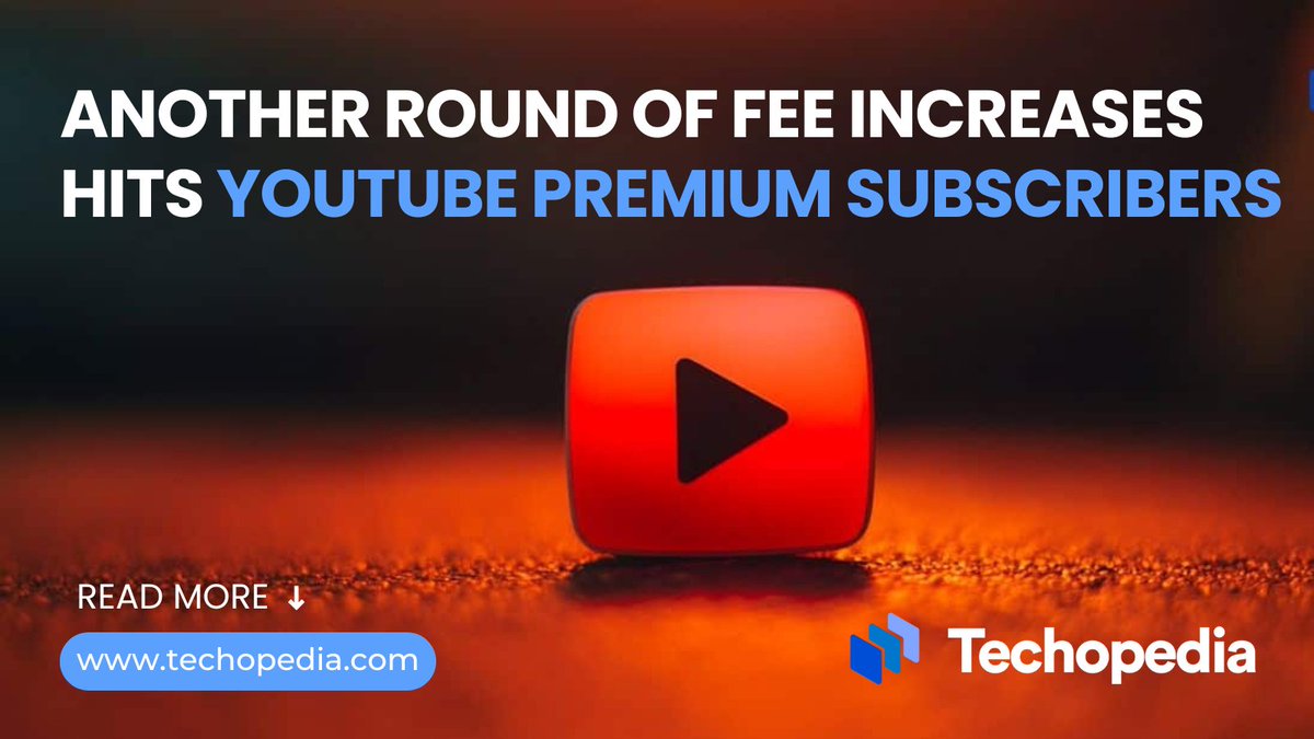 techopedia's tweet image. YouTube Premium raised prices in over a dozen countries, with some users seeing increases over 50%.
Learn more: techopedia.com/news/another-r…

#YouTubePremium #FeeIncrease #SubscriptionCosts