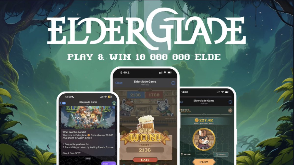 Join the most bullish &amp; profitable game of 2024 #ELDERGLADE! 🤯💸💎

10,000,000 $ELDE locked in prize pool 🤑 t.me/Elderglade_bot…

<a href="/Elderglade/">Elderglade</a>