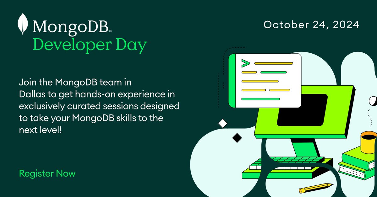LauraHowardNYC's tweet photo. Calling all #Dallas devs! Ready to supercharge your @MongoDB skills? 

Join us for a day of hands-on learning, expert sessions, and Texas-sized networking. 

Don't miss out – spaces are limited!
https://t.co/AglUTntOZr https://t.co/0wY4Vo6Aud