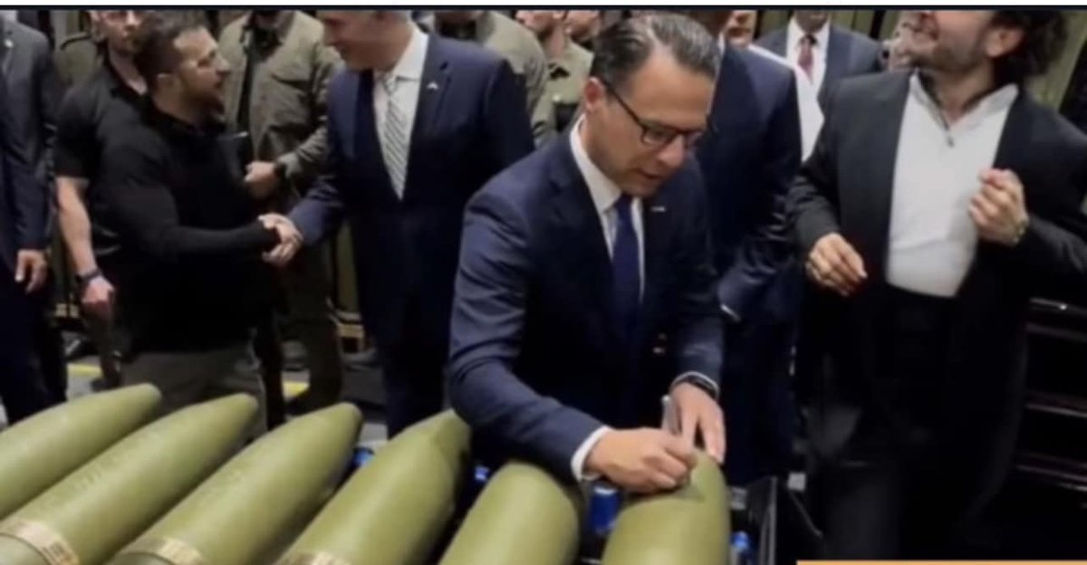 What do you think the <a href="/GovernorShapiro/">Governor Josh Shapiro</a> wrote on these weapons while on a tour with the President of Ukraine?  Weapons most likely destined for a war the United States and certainly Pennsylvania is not fighting.