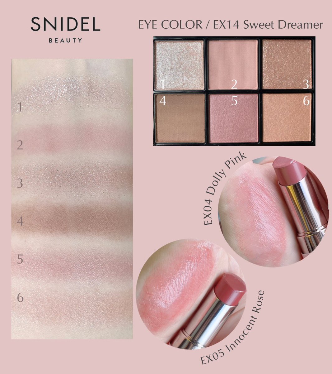 🎄SNIDEL BEAUTY
甘すぎない可愛さ、大人のピンクを堪能できるくすみニュアンスのあるパレット。偏光パールもたまらない🫶ホリデーらしく目元がキラキラに♡ふんわりいちごチョコみたい🍓
リップのDollyPinkは青みピンクで透け感あるシアーな仕上がり◎深みのあるInnocentRoseも華やかで素敵🥀#gifted