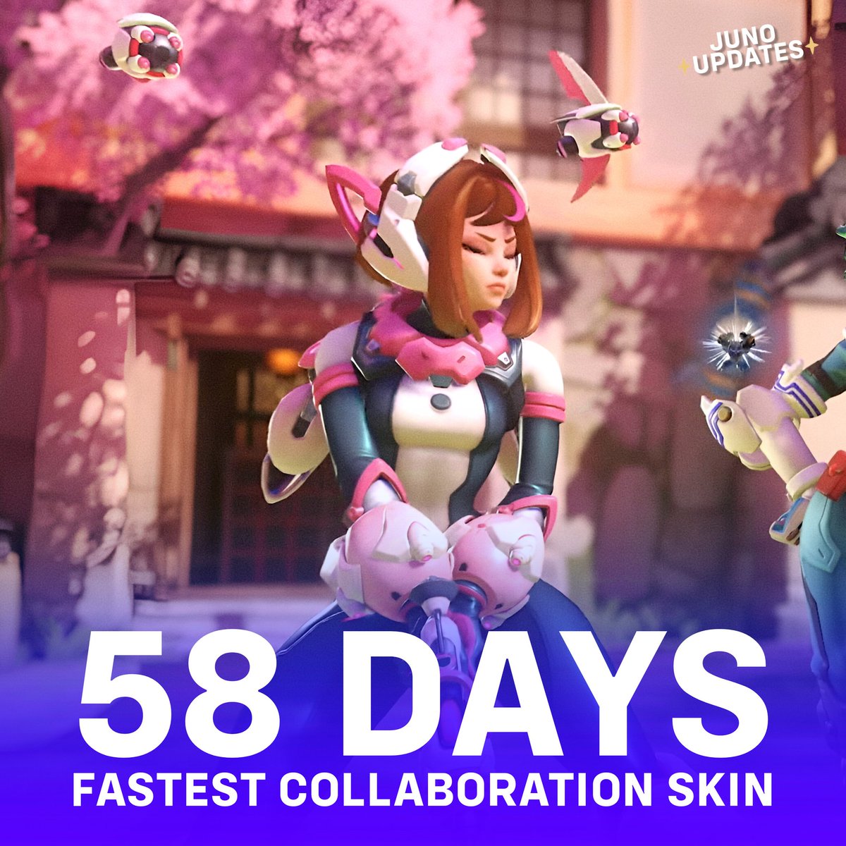 AboutJunoOW's tweet photo. A record for the Space Ranger! ⚡

Juno will be the FASTEST hero to get a collaboration skin, only 58 days between her release and the Ochaco Uraraka skin! 🗓️ https://t.co/XQtRofoJMm