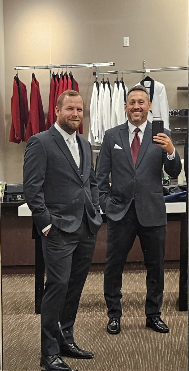 TheAPOutdoors's tweet photo. First we picked up our suits for Brent's wedding and then we popped open a few banger bottles of #bourbon to celebrate the evening.

#stagg #fourroses https://t.co/iuLUdaUlhB
